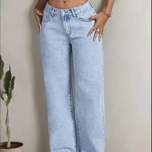 Nifty Women's Denim Stretchable High Waist Light Wash Baggy Jeans || Back Pocket Bow tie Detail