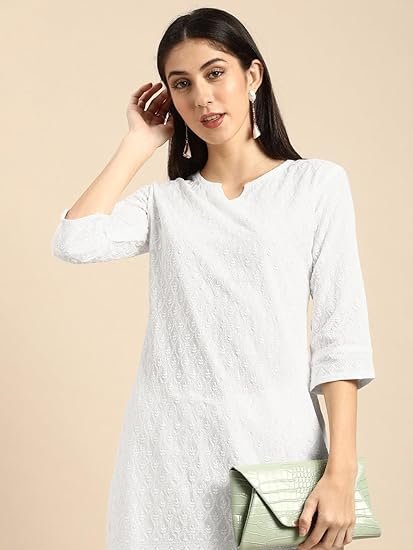 Amazon Brand - Tavasya Women Cotton Solid Straight Fit Kurta - Image 2