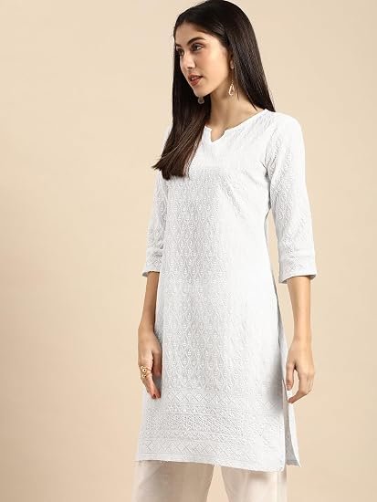 Amazon Brand - Tavasya Women Cotton Solid Straight Fit Kurta - Image 3
