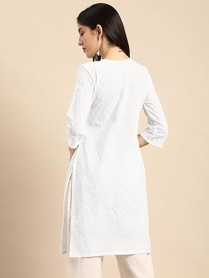 Amazon Brand - Tavasya Women Cotton Solid Straight Fit Kurta - Image 6