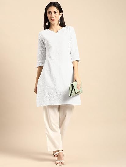 Amazon Brand - Tavasya Women Cotton Solid Straight Fit Kurta - Image 5