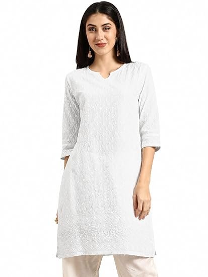Amazon Brand - Tavasya Women Cotton Solid Straight Fit Kurta - Image 4